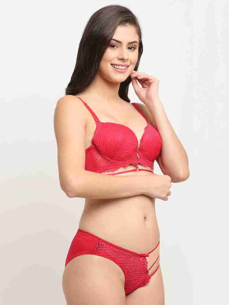 PrettyCat Padded Wired Strapless Push-Up Bra - Red