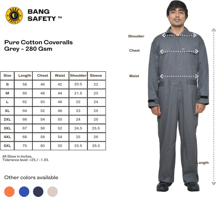 Boiler suit mens size chart sales