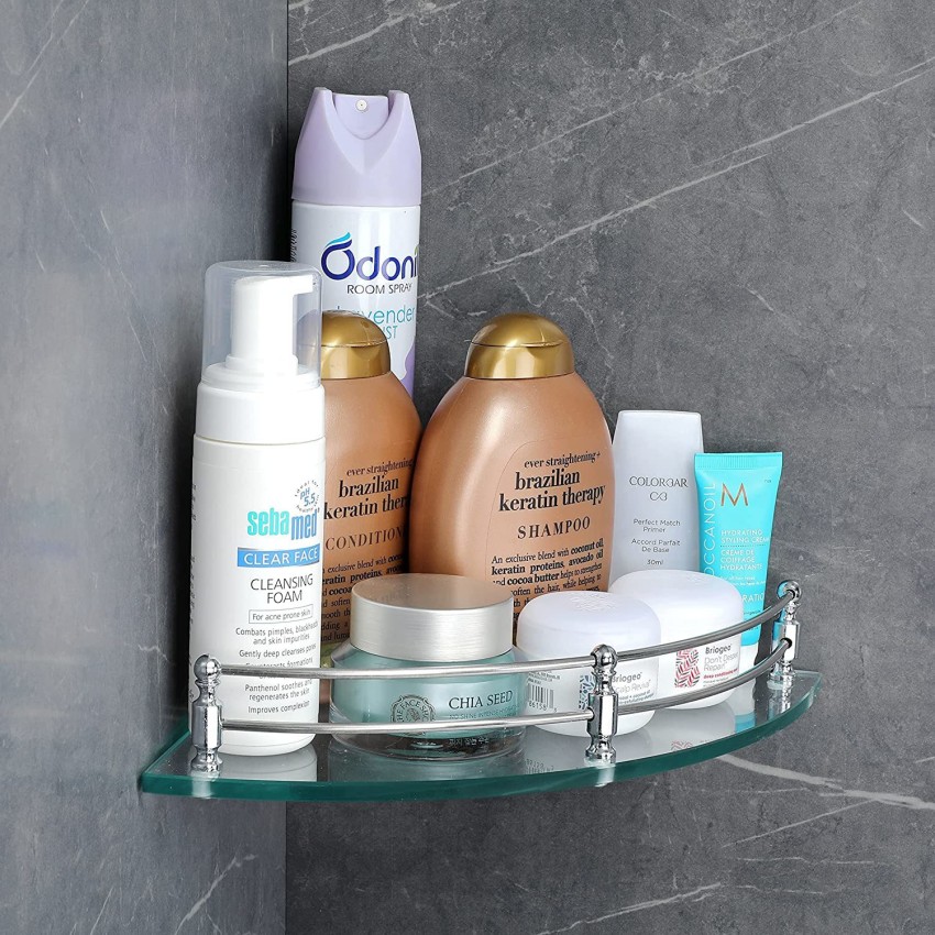 Transparent Adhesive Bathroom Wall Shelf, Wall-mounted Storage