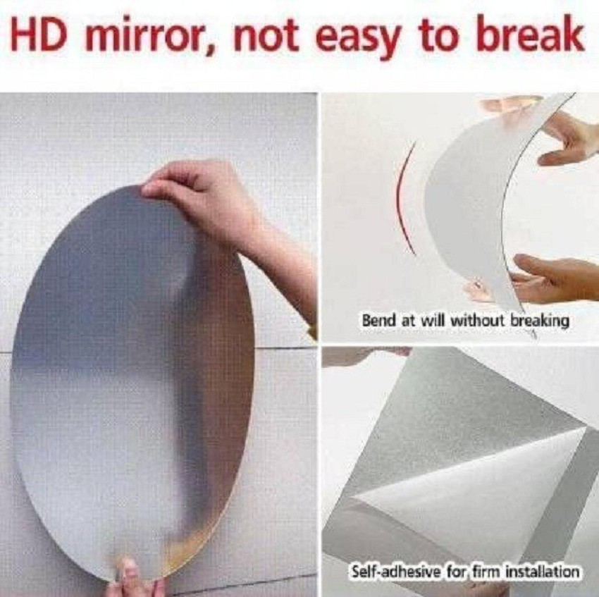 Flexible Mirror Sheets Self-Adhesive Plastic Mirror Tiles Non-Glass Mirror  Stickers for Home Decoration (Oval
