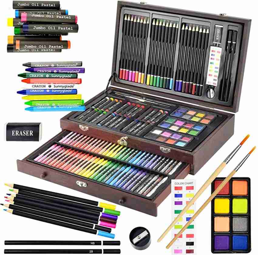 H&B 80-Pack Color Pencil Drawing Set and Art Supplies Kit For Kids