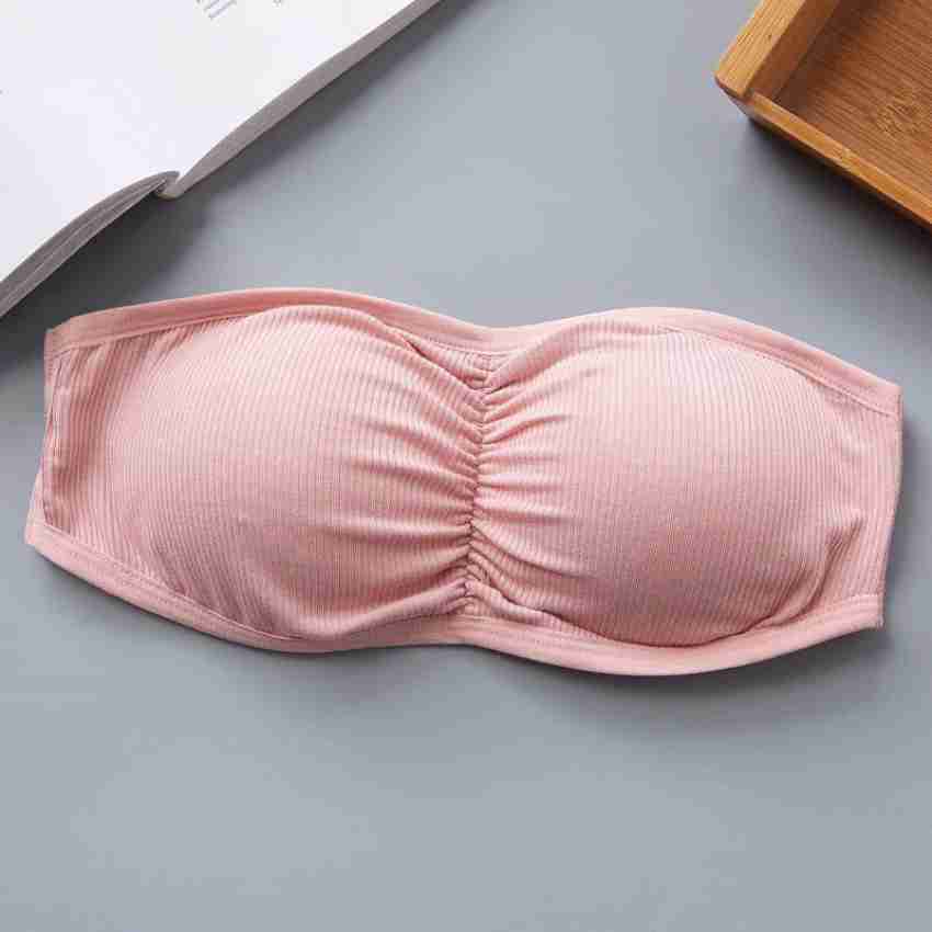 SILK BANDEAU BRA - Pink