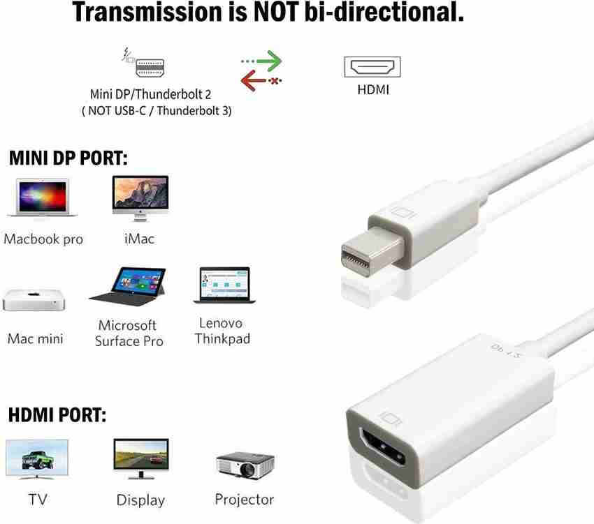 Jihaan Thunderbolt Cable 0.2 m Thunderbolt to HDMI Cable