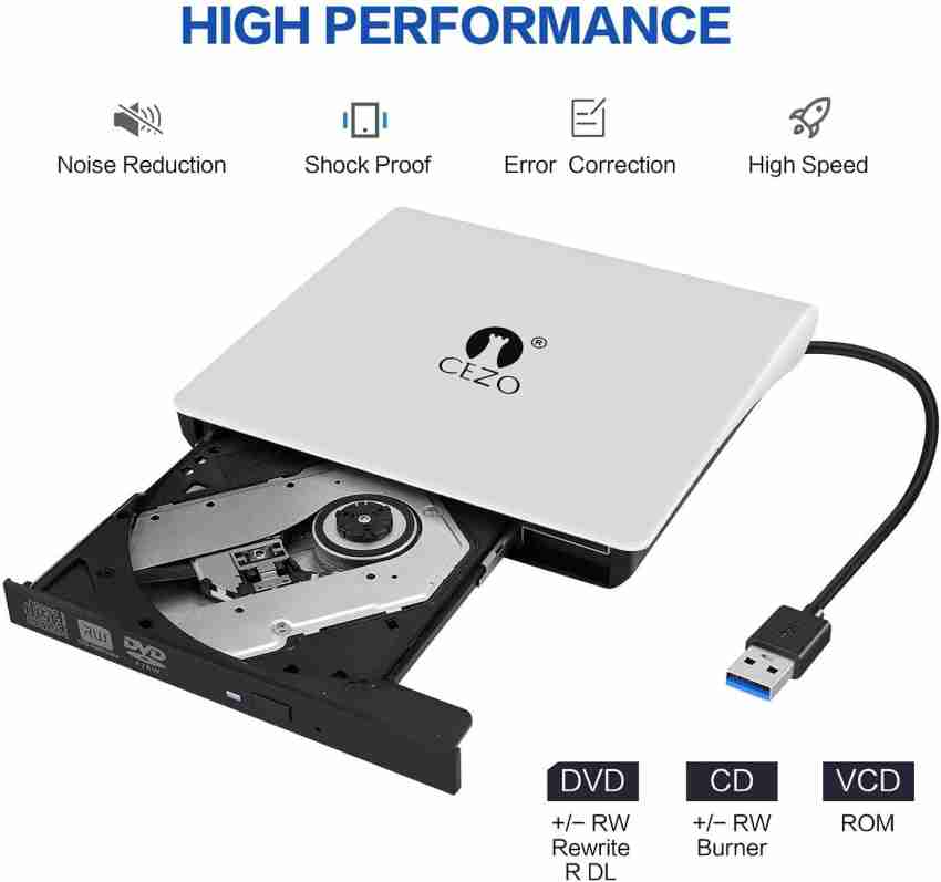 External Portable CD/DVD Drive Slim USB 3.0 Re-Writer Burner