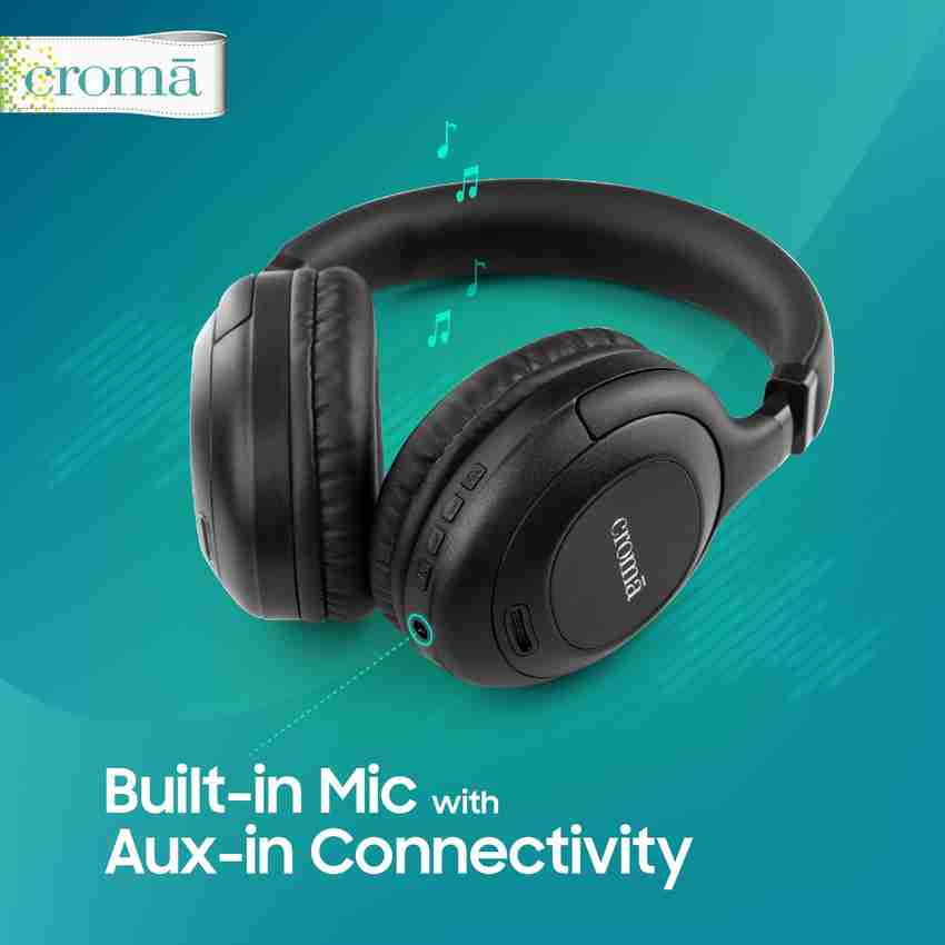 Croma On the Ear Wireless Headphone with Mic CREEH1903sHPA1 Black