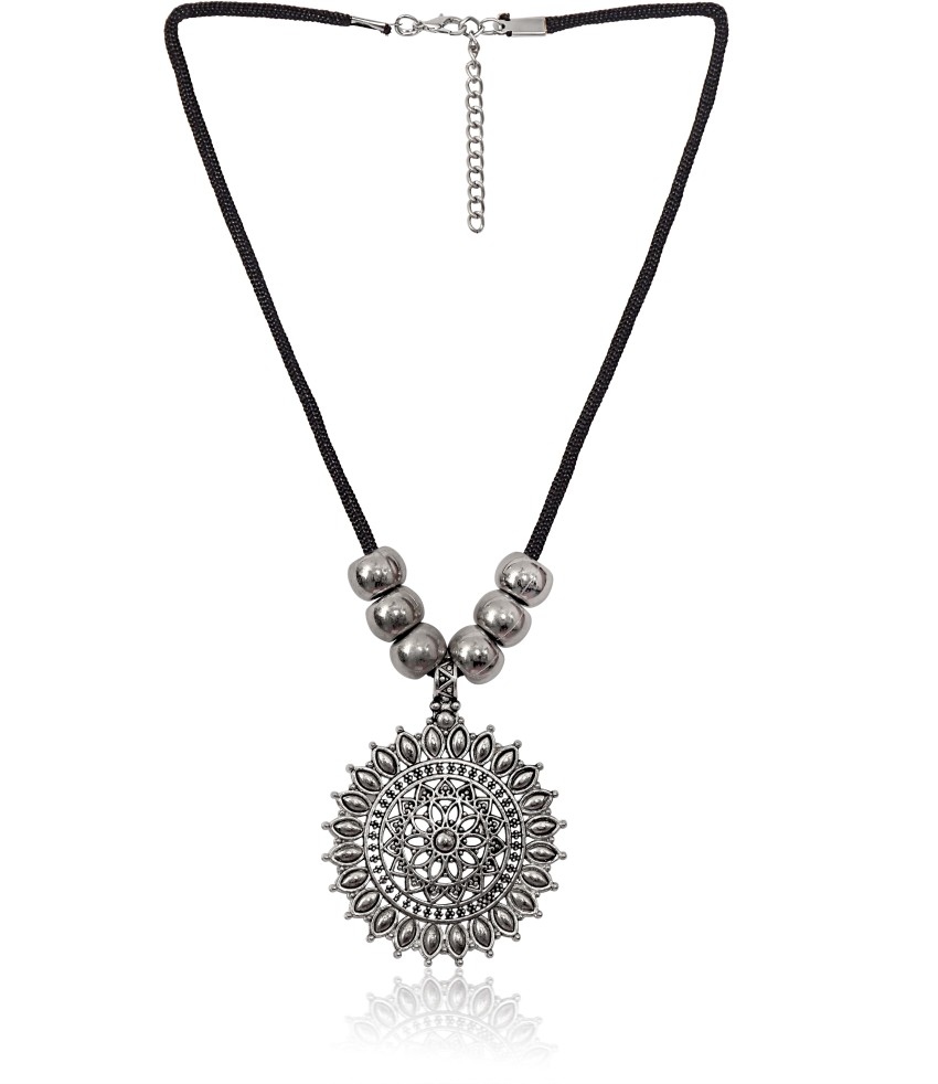 Black thread necklace with silver deals pendant