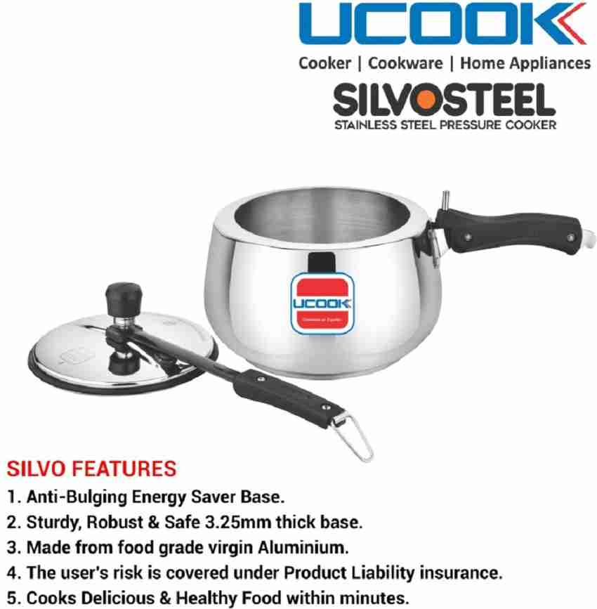 UCOOK By United Ekta Engg. Silvo Stainless Steel 3 L Induction