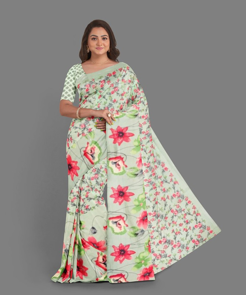 Womens Bhagalpuri Silk Saree Blue, With Blouse Piece