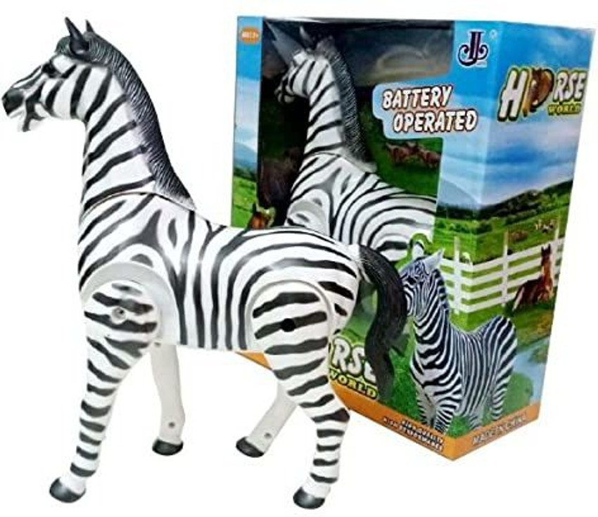 IndusBay Battery Operated Walking Zebra Toy Horse Toy Shakes