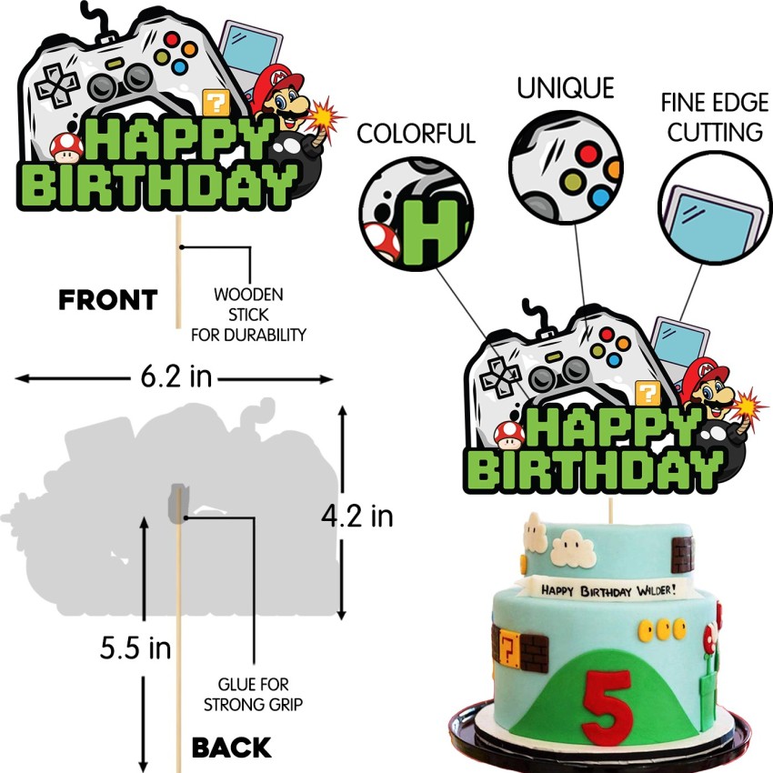 Happy Birthday Cake Topper Video Game Party Favors Supplies Baby Boy  Birthday Cake Decoration Party Decorations : Amazon.in: Home & Kitchen