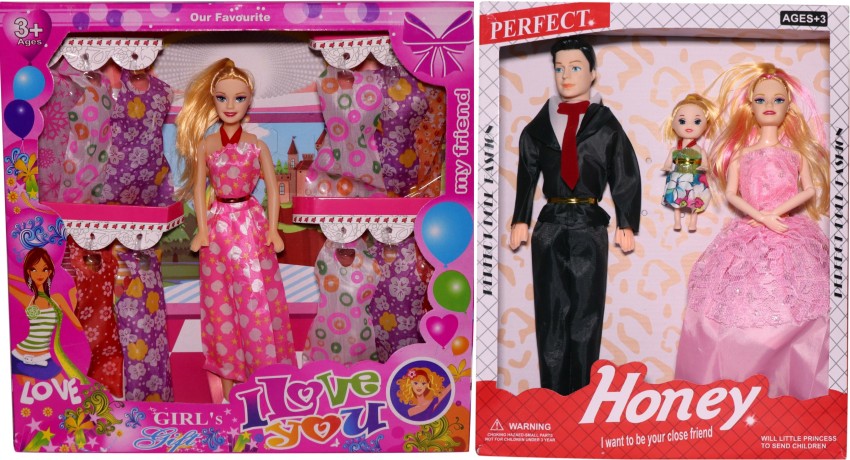 Shivansh Collection HAMA LATEST I LOVE YOU DOLL WITH MULTICOLOR DRESS AND  HONEY COUPLE FAMILY DOLL IN COMBO PACK OF 2 MULTICOLOR - HAMA LATEST I LOVE  YOU DOLL WITH MULTICOLOR DRESS