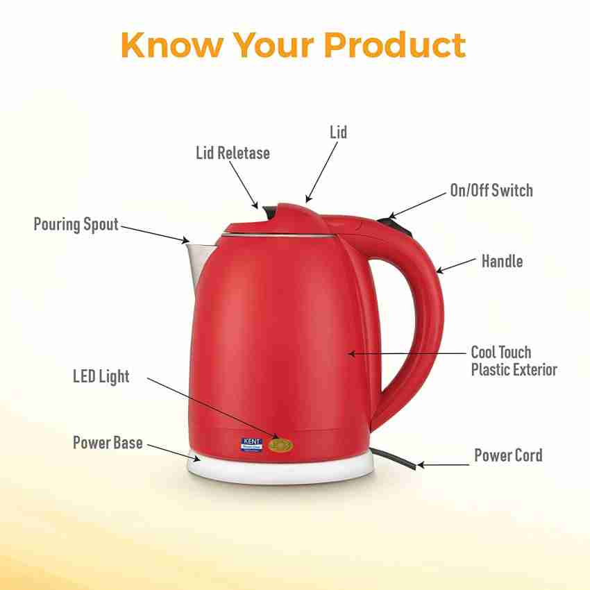 KENT Amaze Cool Touch Electric Kettle 1.8 L 1500 W Plastic Outer