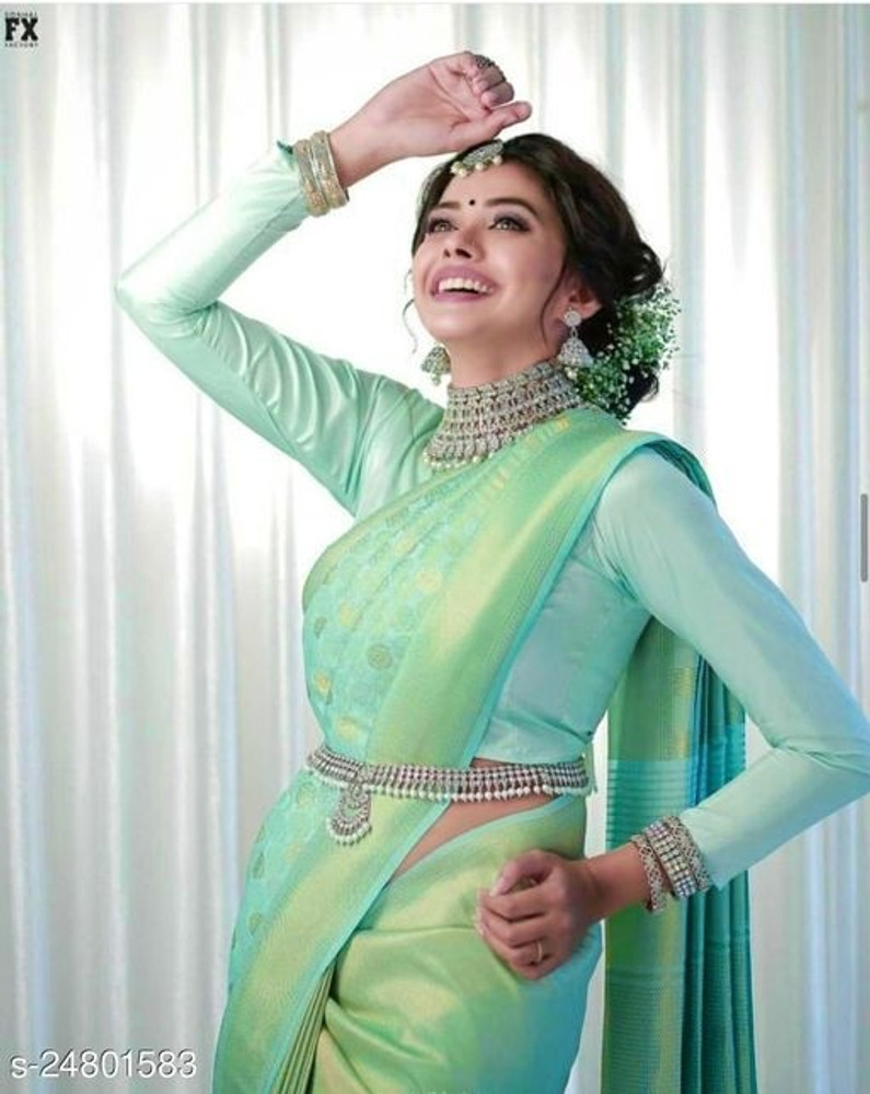 Buy VM COLLECTIONS Woven Bollywood Art Silk Light Green Sarees