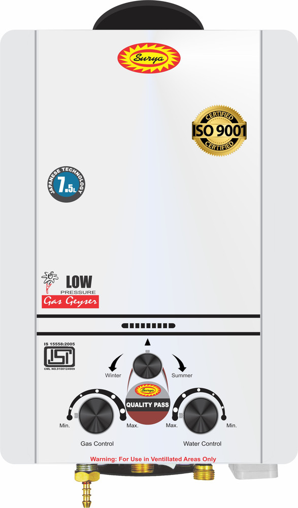 SURYA 7.5 L Gas Water Geyser (7.5L Elite White, White) Price in India - Buy  SURYA 7.5 L Gas Water Geyser (7.5L Elite White, White) online at  Flipkart.com