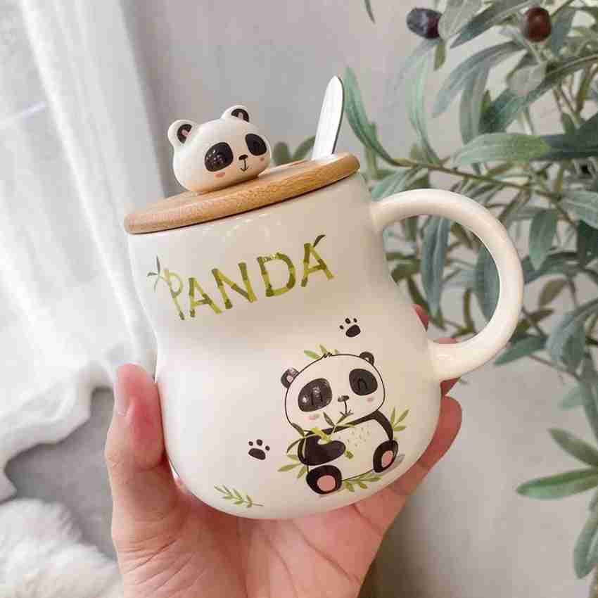 Creative Panda Mug Lid Spoon Set Creative Mobile Phone - Temu