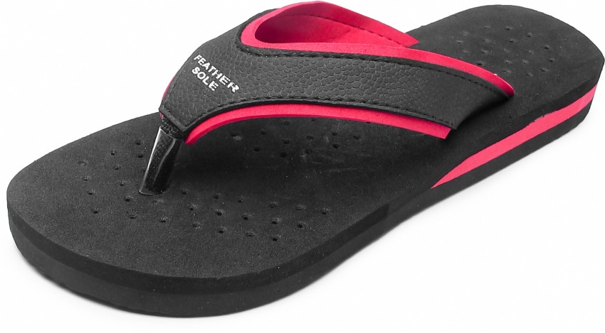 Feather Sole Men Black Red Doctor Sole Orthopaedic Flip Flops For