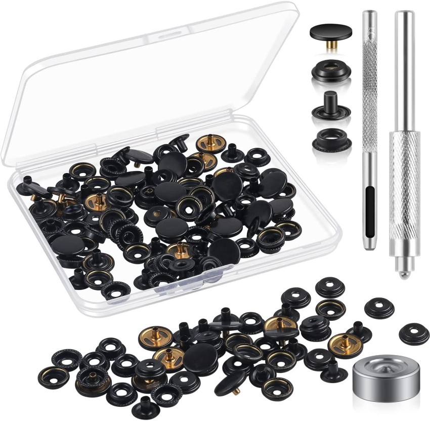 Firlar Heavy-Duty Snap Fastener Tool Kit Bronze Snap Fastener Tools Leather Button Tool Press Studs with Fixing and Repairing Tools Snap Installation Set