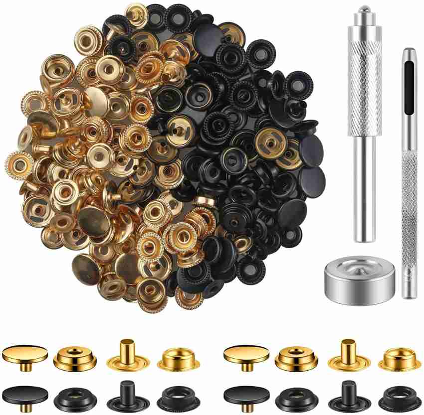 4 Part 15mm Snap Fasteners Kit With 3 Setting Tools, 10pcs Metal