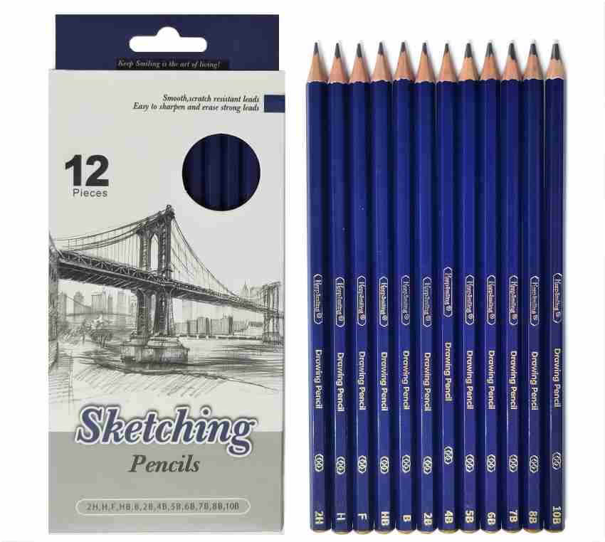 Definite Art Professional Drawing Sketching Pencil Set;  Degree Grade Pencils- 14B, 12B, 10B, 9B, 8B, 7B, 6B, 5B, 4B, 3B, 2B, B, HB,  F, H - 9H, Graphite Shading Pencils