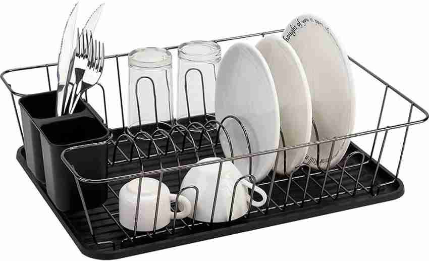 1pc Solid Color Dish Rack, Modern Plastic Black Dish Drying Rack For  Kitchen