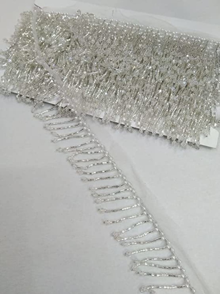 DEEP'S CREATION Cutdana dupttas lace with crestal Work (9m x 2.5