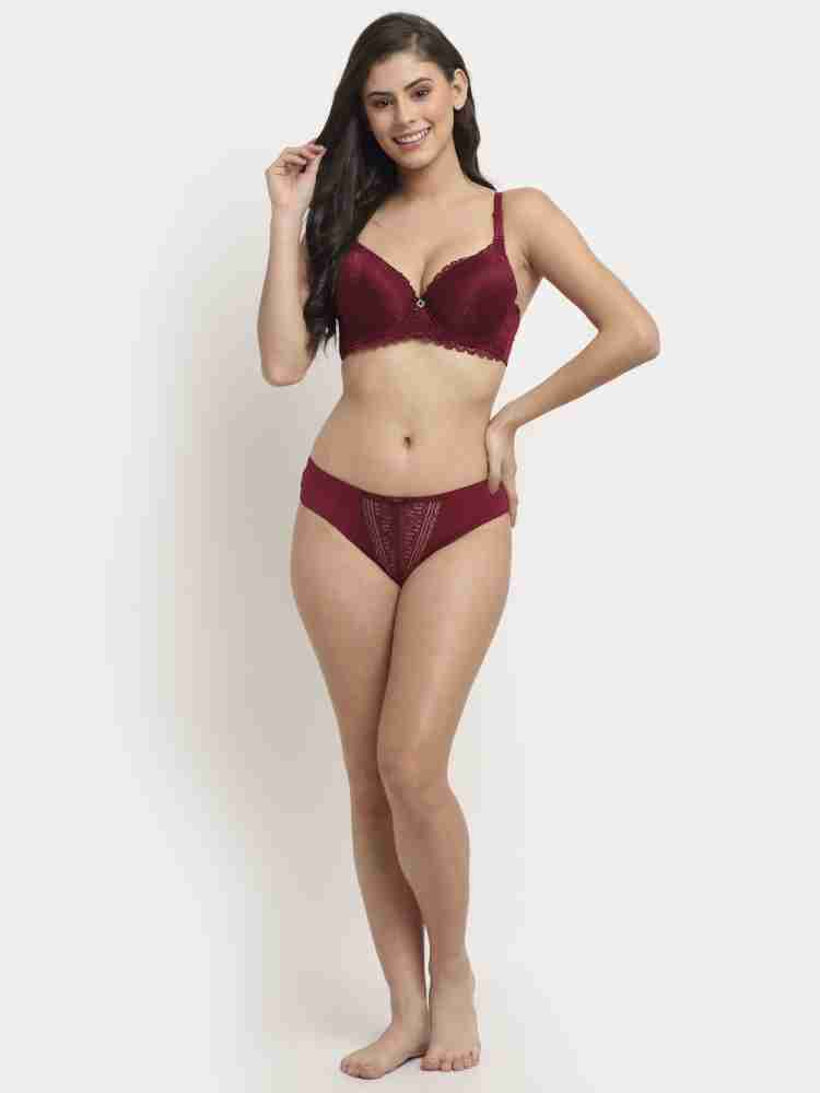 Buy Makclan Rage of Straps Lace Stylized Lingerie Set - Maroon Online