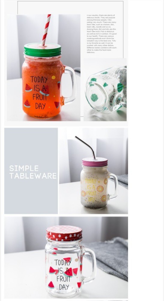 Buy Saaikee Set of 4 Mason Jar with Lid and Straw, Juice Jar With