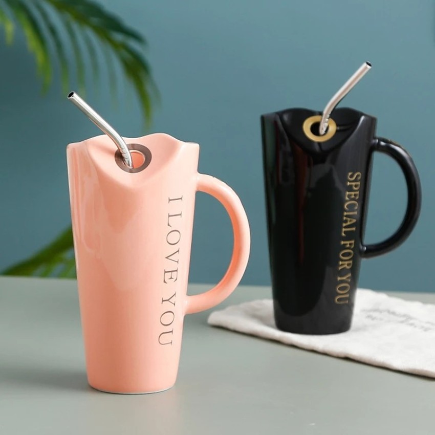 Ceramic Coffee Mug Straw, Drinkware Ceramic Cups Cute