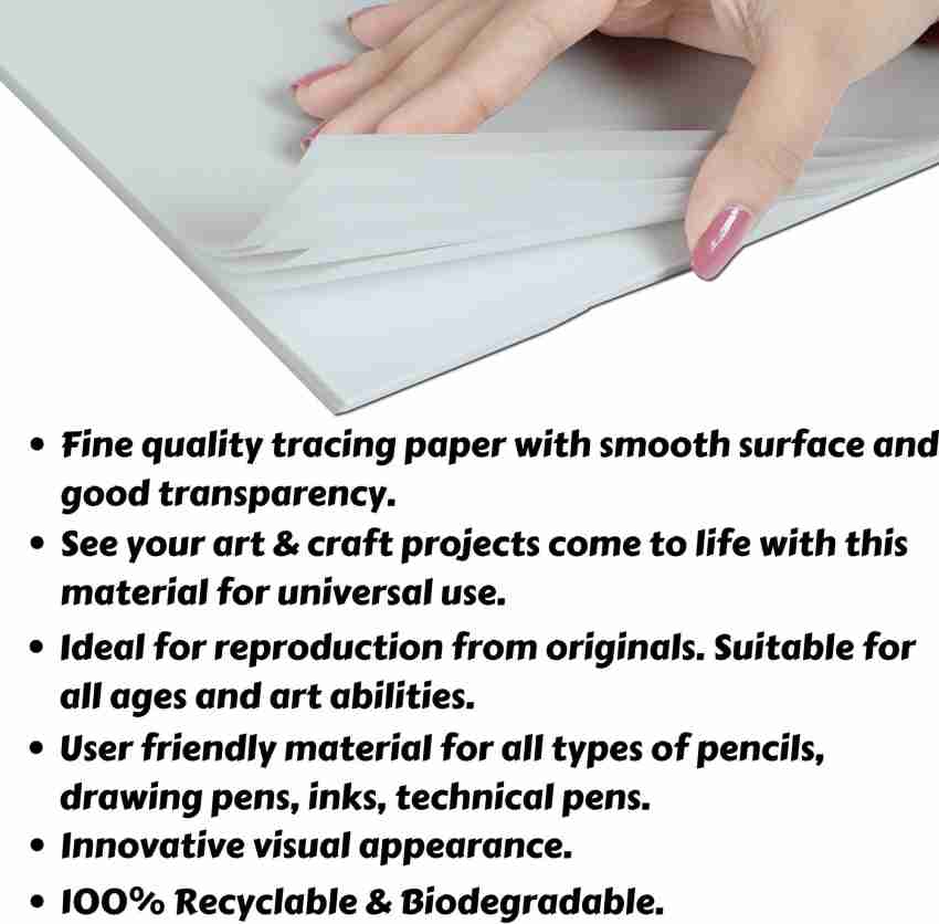 A4 Tracing Paper, 80/90 Gsm for Sketching and Tracing, Pack of 15