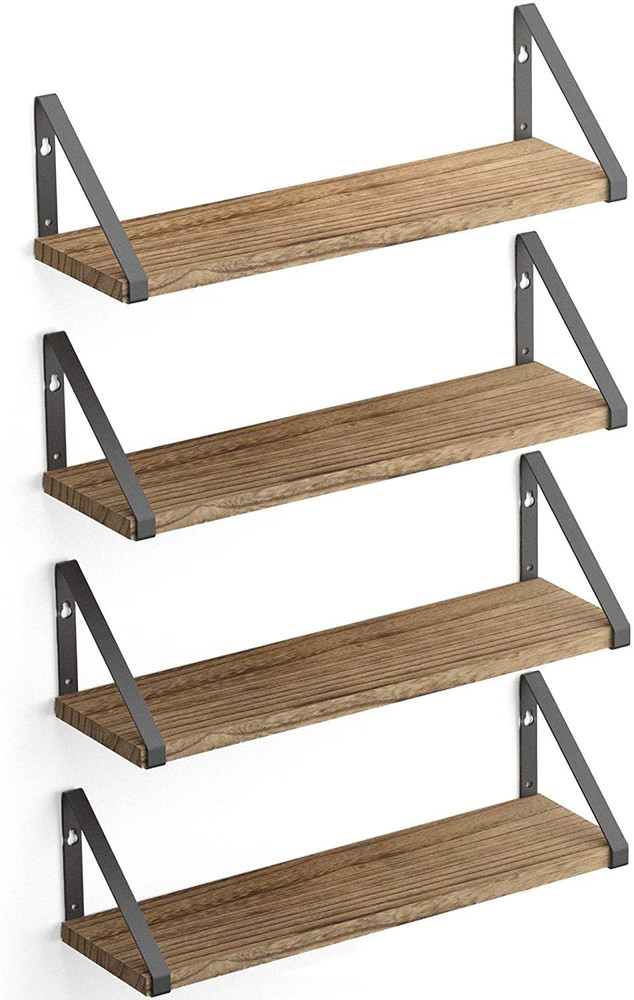 Wooden iron shop wall shelf