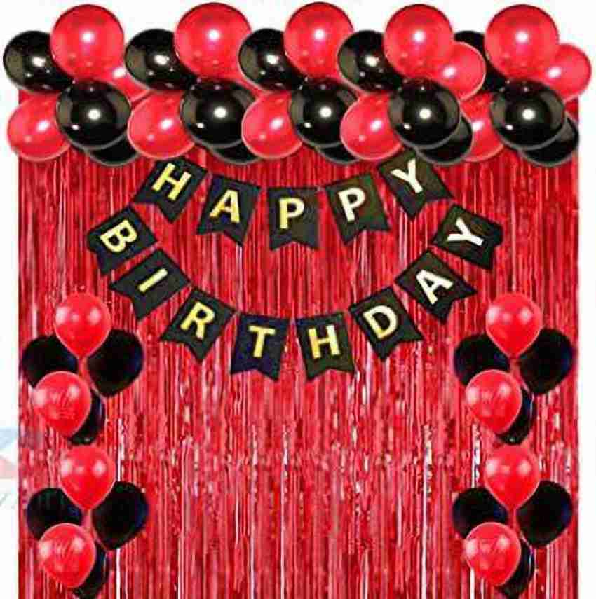 BestDeal247 Solid Happy Birthday Decoration Items kit -  Black and White Theme - Black Happy Birthday Foil Banner With Black and  White Metallic Balloons and Mustache Foil Balloon Letter Balloon 