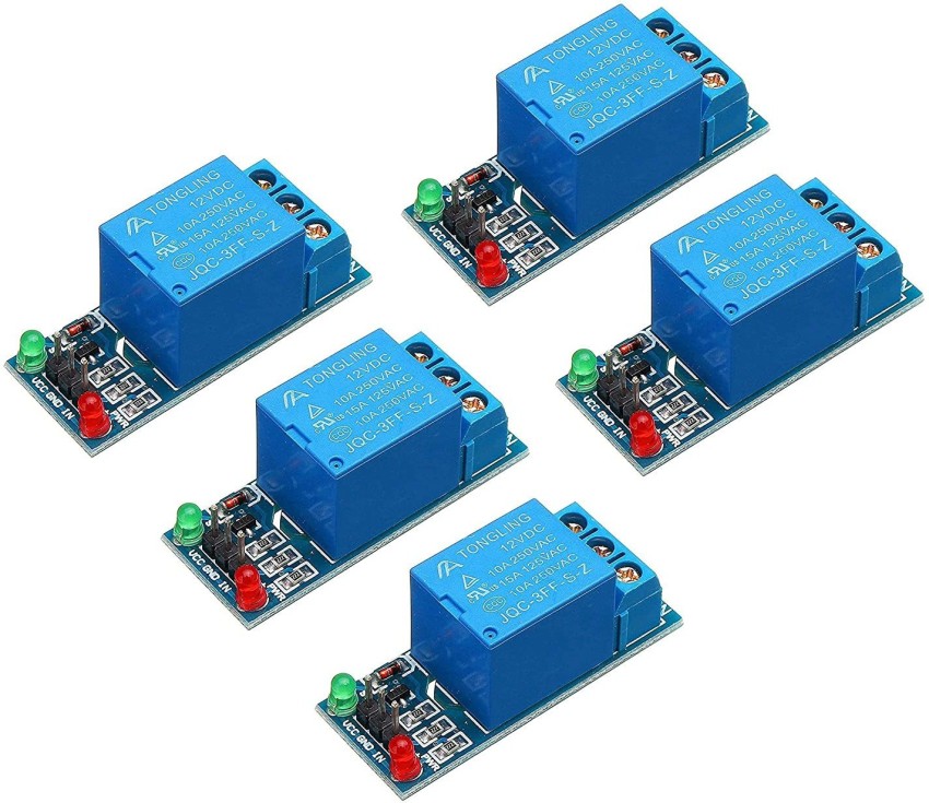 DS Robotics 12V Relay Module for ARM PIC AVR MCU 5V Indicator Light LED 1 Channel  Relay Module Works with Official Boards (5 Piece) Electronic Components  Electronic Hobby Kit Price in India 