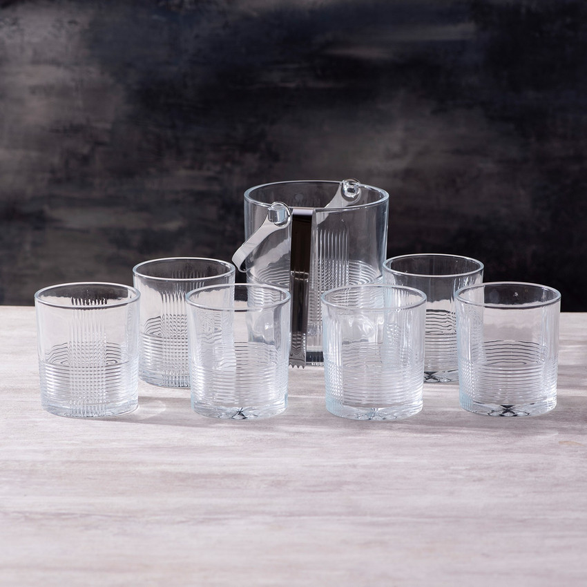 Ice bucket and glasses set top
