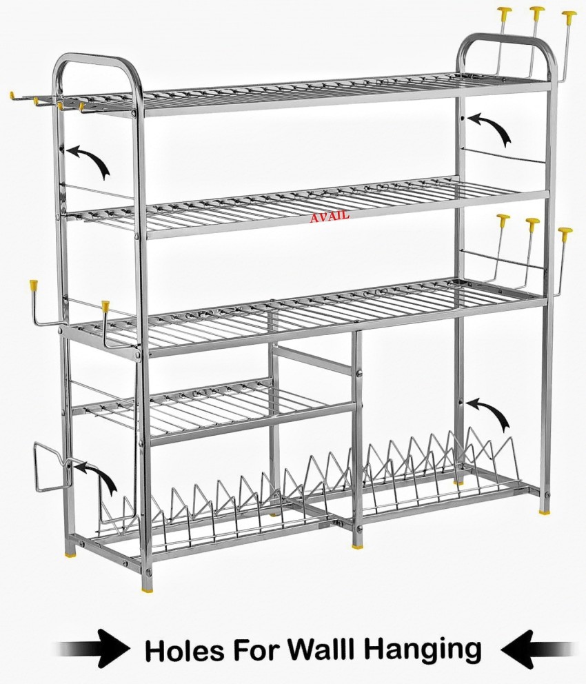 AVAIL Utensil Kitchen Rack Steel 32 x 30 Inch Wall Mount Kitchen Rack, Modular Kitchen Utensil Stand