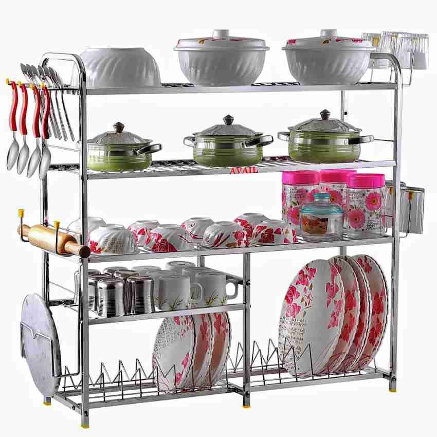 AVAIL Utensil Kitchen Rack Steel Stainless Steel 5 Shelf Wall Mount Kitchen  Racks- (31x30 Inches) Price in India - Buy AVAIL Utensil Kitchen Rack Steel  Stainless Steel 5 Shelf Wall Mount Kitchen