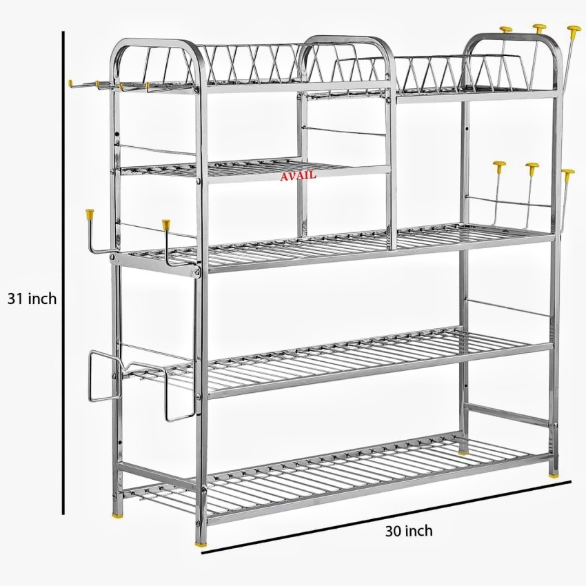 5 Shelves 31x30 Inch Dish Rack, Plate Cutlery Stand, Kitchen Stand Rack