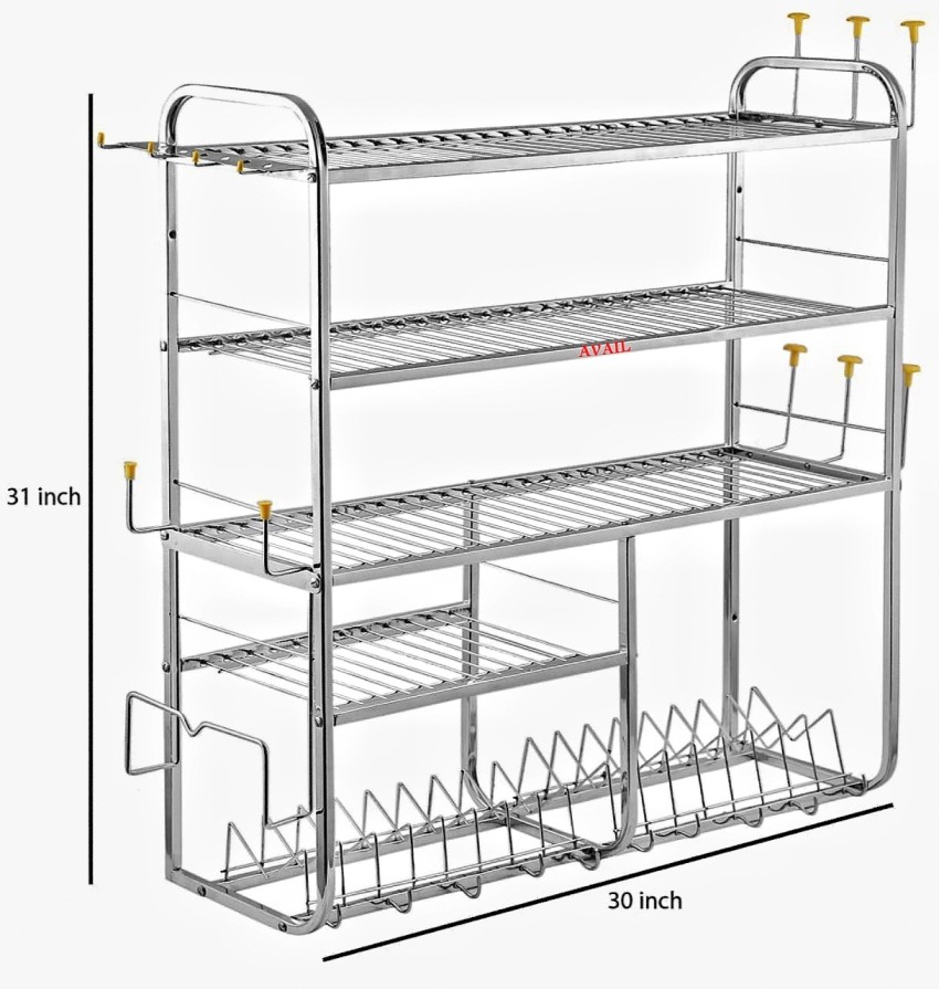 Buy 30x31 Inches / Plate Cutlery Stand / Kitchen Storage Rack / Modern Kitchen  Stand Utensil Kitchen Rack (Steel) Online at Best Prices in India - JioMart.