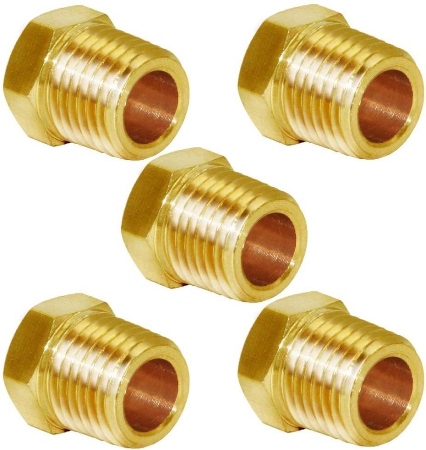 GSK Cut Nut & Bolt Set 1/4 BSP Male Pipe Plug Thread Socket Plug Brass  Fitting Hex Thread Socket Pipe Fitting Plug (Pack of 5) for Plumbing,  Hydraulic fitting with Teflon Tape