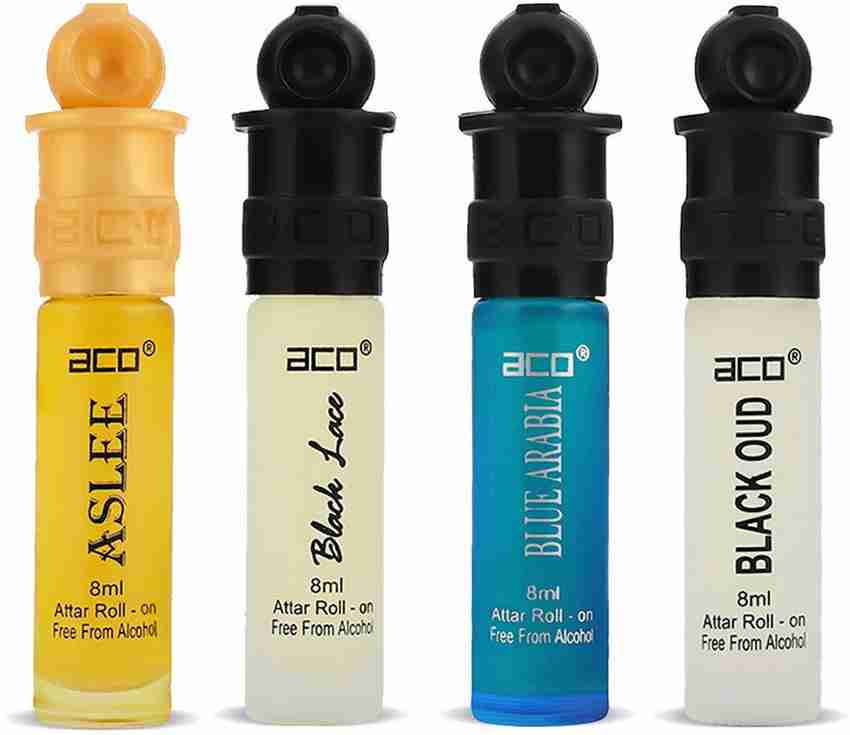 Buy aco Attar Roll On For Men Aslee Black Lace Black Oud and Blue