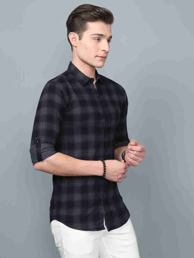 ASIAN & FITCH Men Checkered Casual Grey Shirt - Buy ASIAN