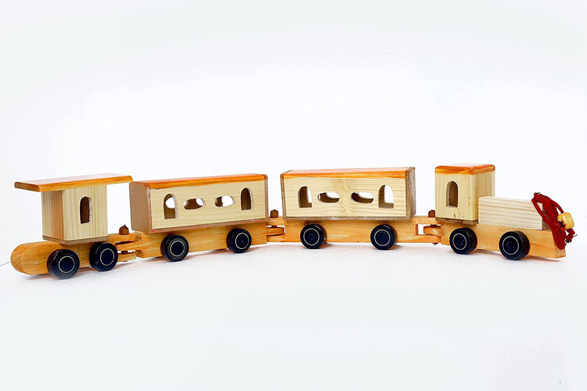 BKD Wooden Toy Color Train Wooden Train Pull Along Toy Handcrafted by Indian Artisans Decorative Gift Train Wooden Toy Color Train Wooden Train Pull Along Toy Handcrafted by Indian Artisans Decorative...
