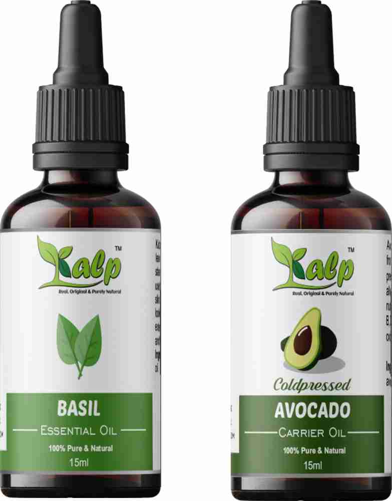 Kalp Natural Basil Essential Oil Avocado Carrier Oil 100 pure