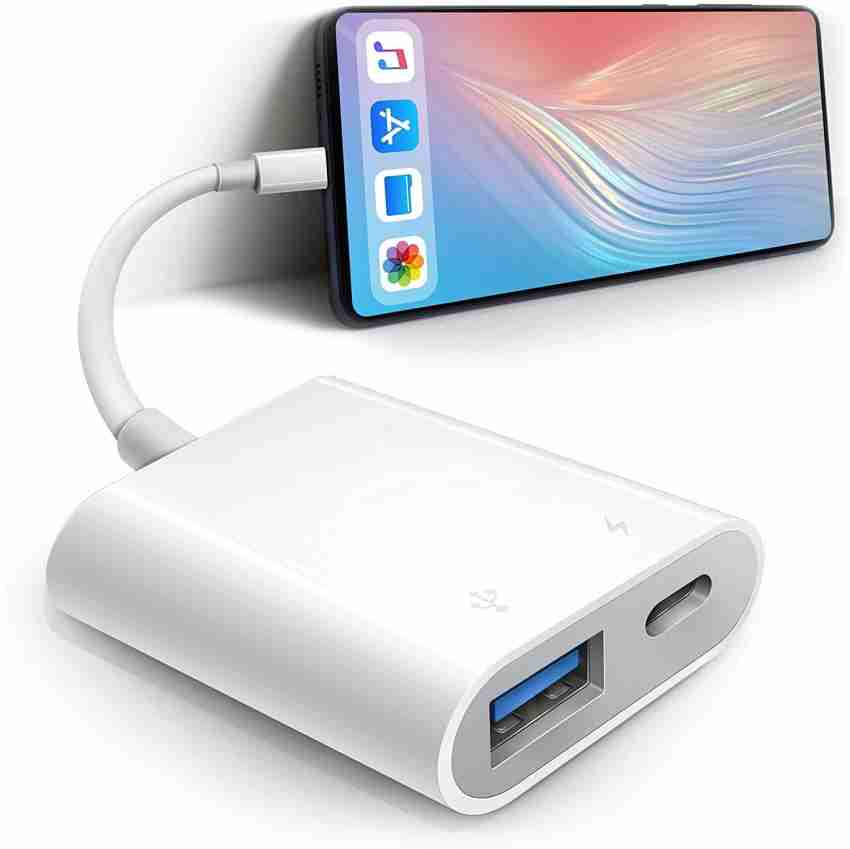 Hilewa Adaptateur de caméra Lightning vers USB avec port de chargement,  câble USB 3.0 certifié Apple Mfi Otg pour Iphone 14 13 12 11 X 8 7, iPad  vers clé USB, carte