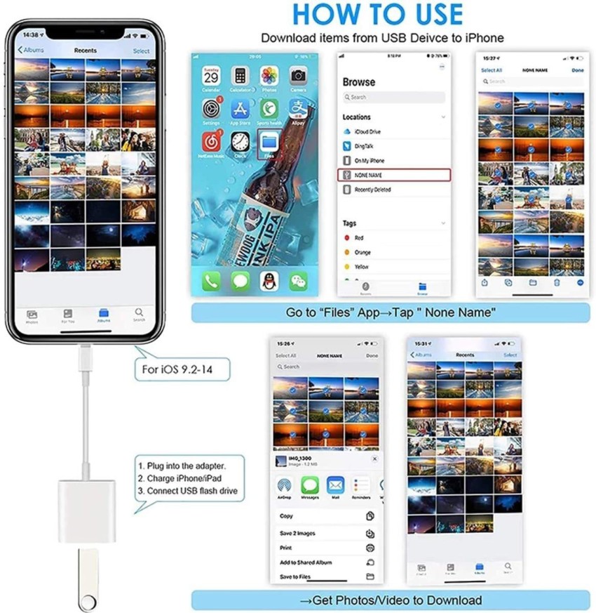 Avizar Adaptateur iPhone / iPad Lightning vers 2 USB et Lightning