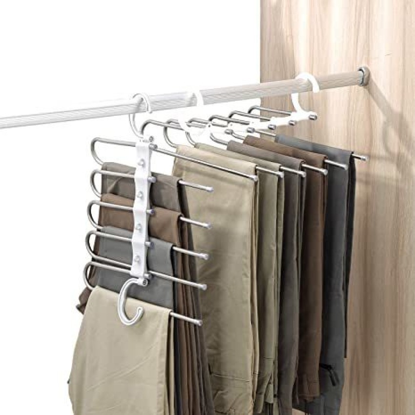HonTop SType MultiPurpose Pants Hangers Rack Stainless Steel Magic for  Hanging Trousers Jeans Scarf Tie ClothesSpace Saving Storage Rack 5 Layers  2 Pcs by HongTop  Amazonin Home  Kitchen