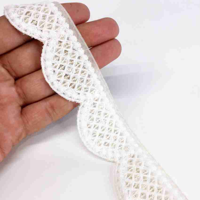 Buy Off White Natural Cotton Lace Trim, Lace-bordered Cotton