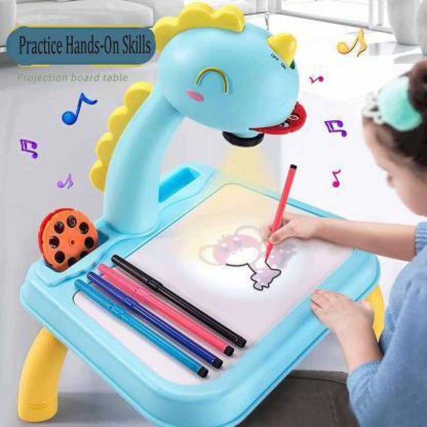 Kids Drawing Projector Painting Table Set, Child Learning Painting Desk  with Smart Projector with Light Music for Help Kids Trace and Draw 