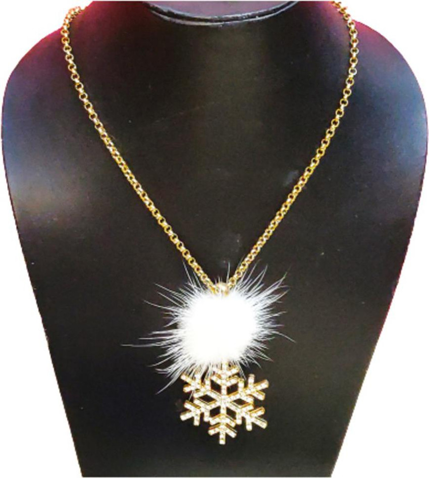 Priceless Deals Winter Necklace Long Necklace Chain for Women s Winter Outfits Snowflakes and Fluffy Pompom Fur Necklace for Girls Winter Jewellery Trends Alloy Necklace Price in India Buy Priceless D...