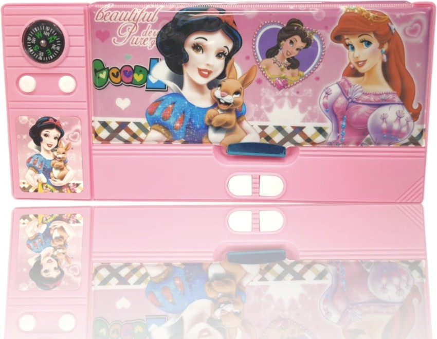 Disney Princess Hard Plastic Pencil Case Box Double-Sided Magnetic Closure