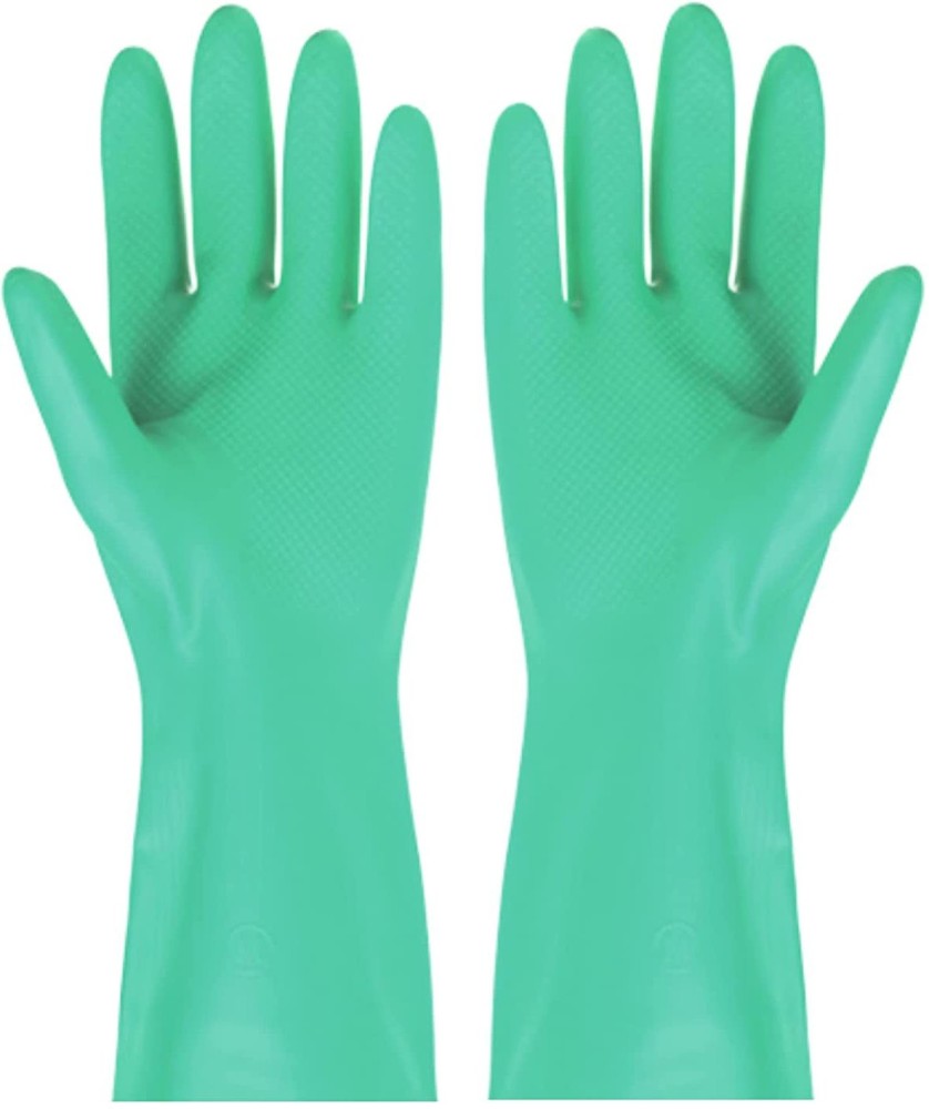 F8WARES 12 Inches long Reusable Nitrile Chemical Resistant Rubber Hand  Gloves for Industrial Purpose Janitorial Construction Gardening Home Kitchen  Cleaning Gloves Dish washing gloves Nitrile Safety Gloves Price in India